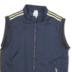 ADIDAS Mens Navy Blue & Yellow Logo Sleeveless Zip Jacket M Polyester Sportswear