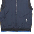 ADIDAS Mens Navy Blue & Yellow Logo Sleeveless Zip Jacket M Polyester Sportswear