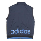 ADIDAS Mens Navy Blue & Yellow Logo Sleeveless Zip Jacket M Polyester Sportswear