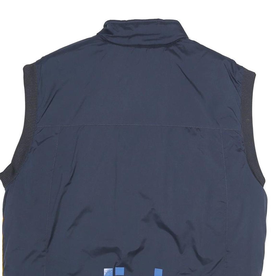 ADIDAS Mens Navy Blue & Yellow Logo Sleeveless Zip Jacket M Polyester Sportswear