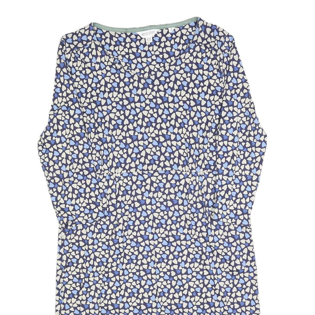 WHITE STUFF Womens Blue & Cream Floral Day Woven Knee Length Dress UK 12