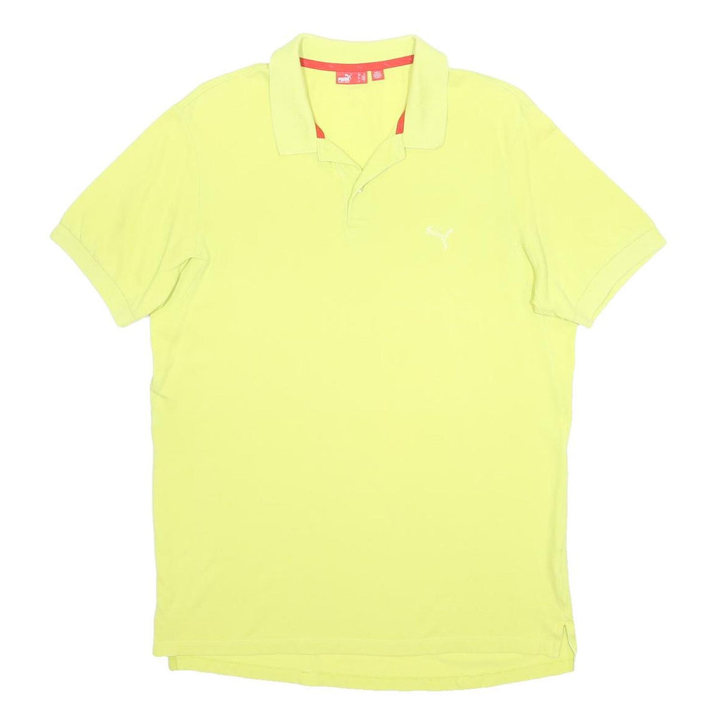 PUMA Mens Yellow Short Sleeve Polo Shirt M Cotton Logo Casual Sportswear