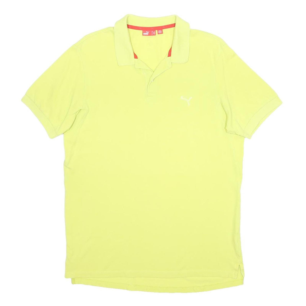 PUMA Mens Yellow Short Sleeve Polo Shirt M Cotton Logo Casual Sportswear