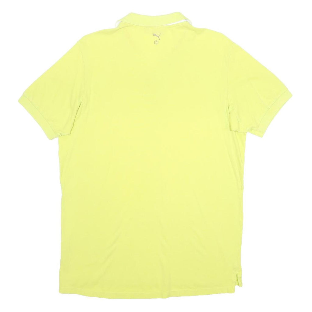PUMA Mens Yellow Short Sleeve Polo Shirt M Cotton Logo Casual Sportswear