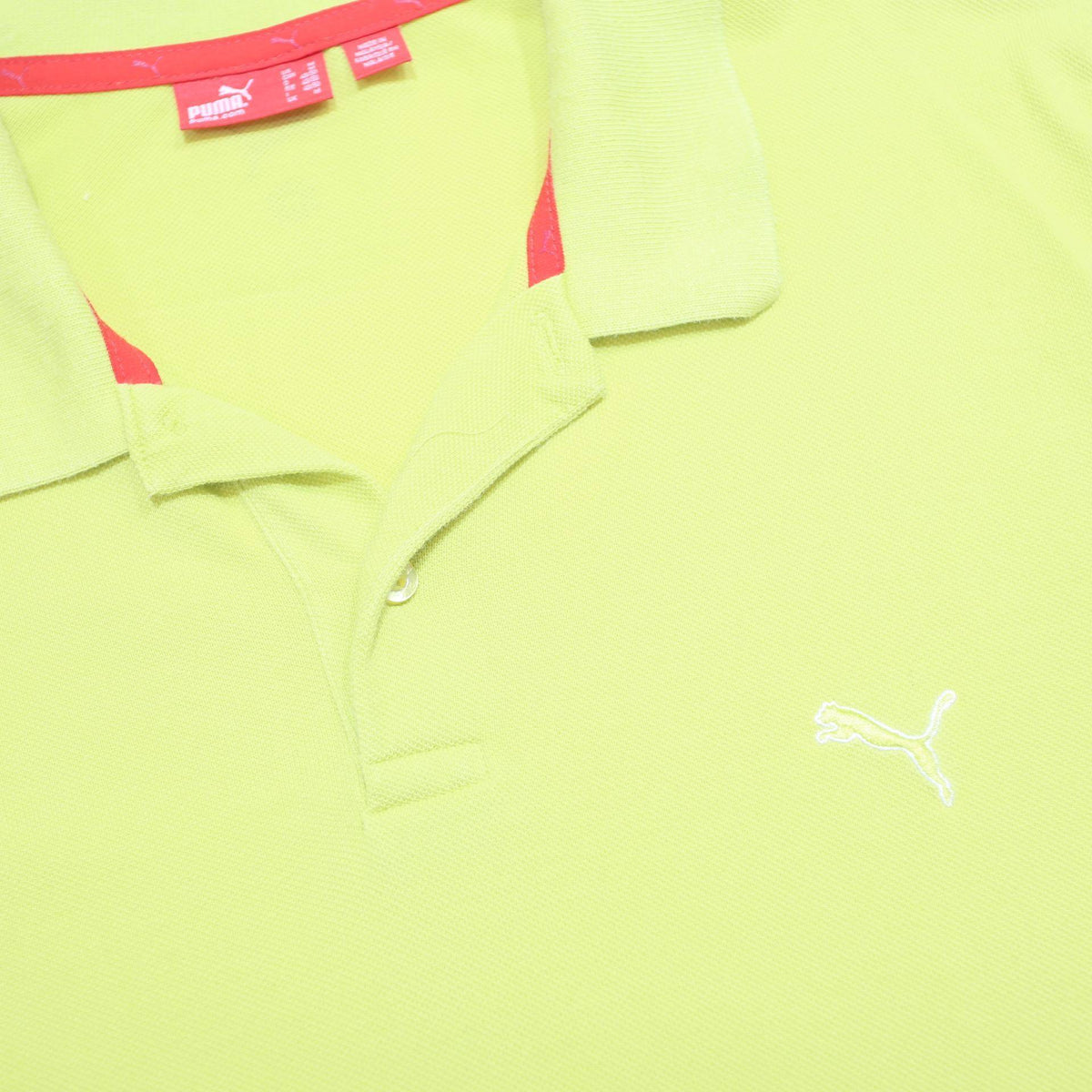 PUMA Mens Yellow Short Sleeve Polo Shirt M Cotton Logo Casual Sportswear