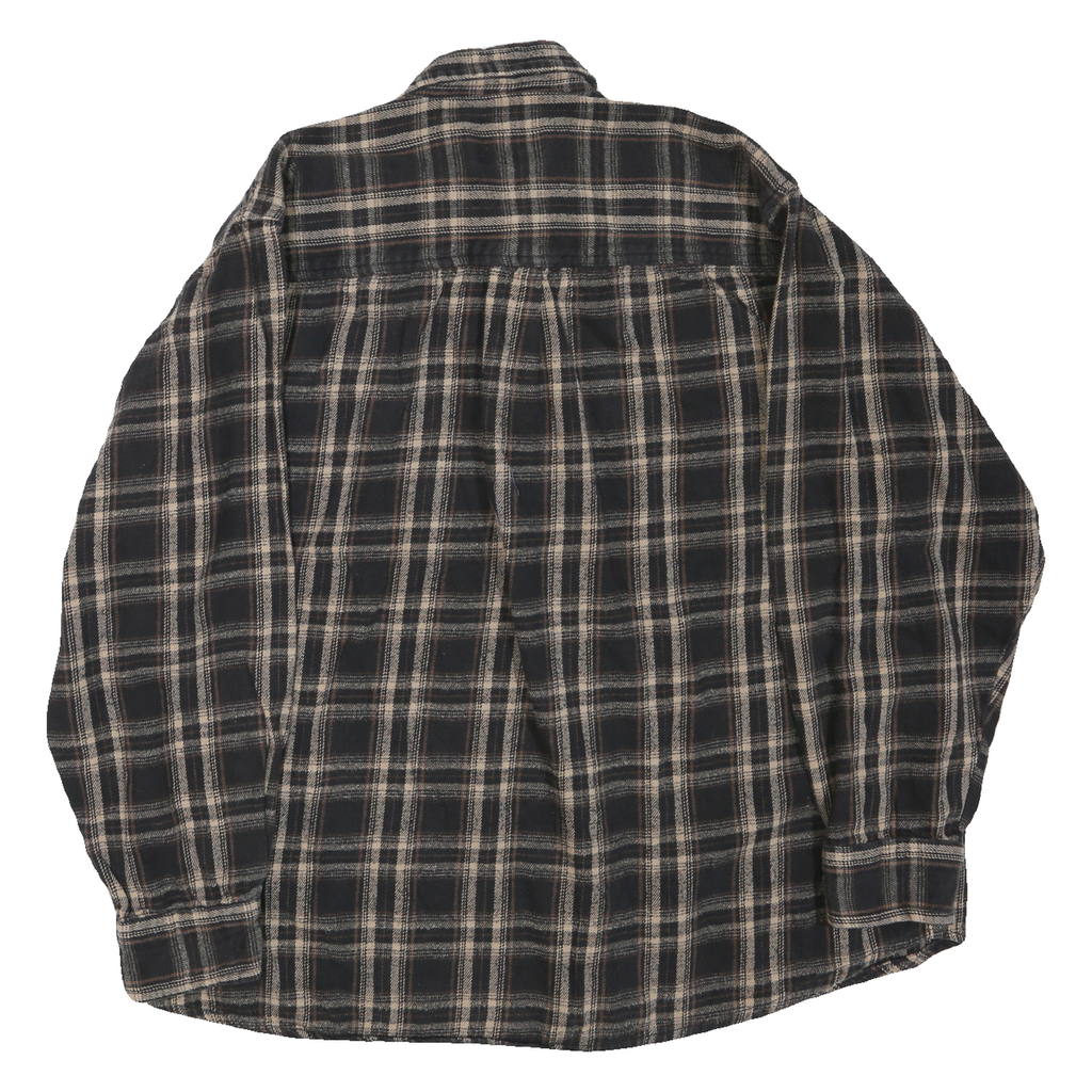 KILIMANJARO Mens Black & Cream Check Shirt XL Cotton Blend Casual Button-Up