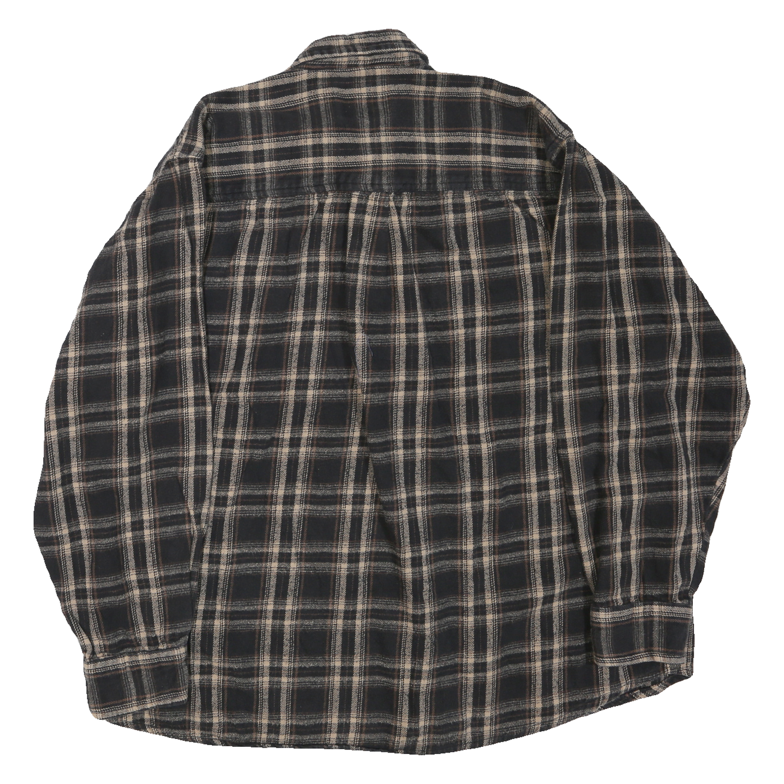 KILIMANJARO Mens Black & Cream Check Shirt XL Cotton Blend Casual Button-Up