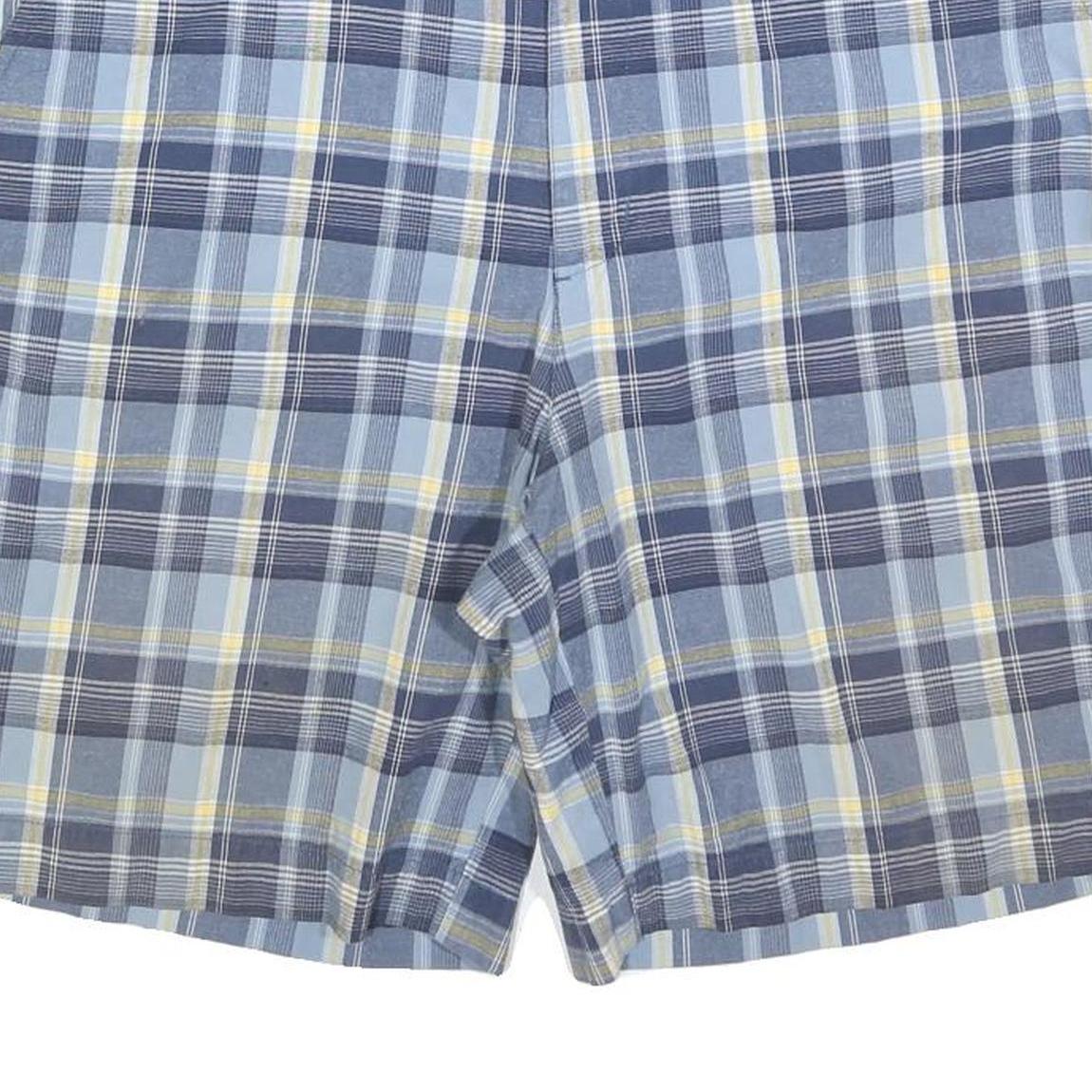 CHAPS Mens Blue & Yellow Plaid Casual Shorts XL W38 Cotton Blend Comfortable