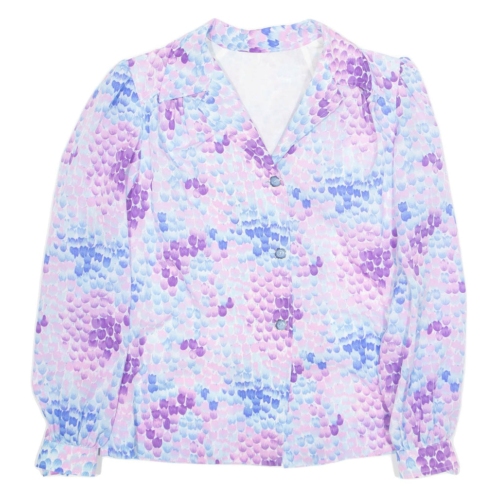 Womens Printed Blouse Purple V-Neck Long Sleeve Floral M