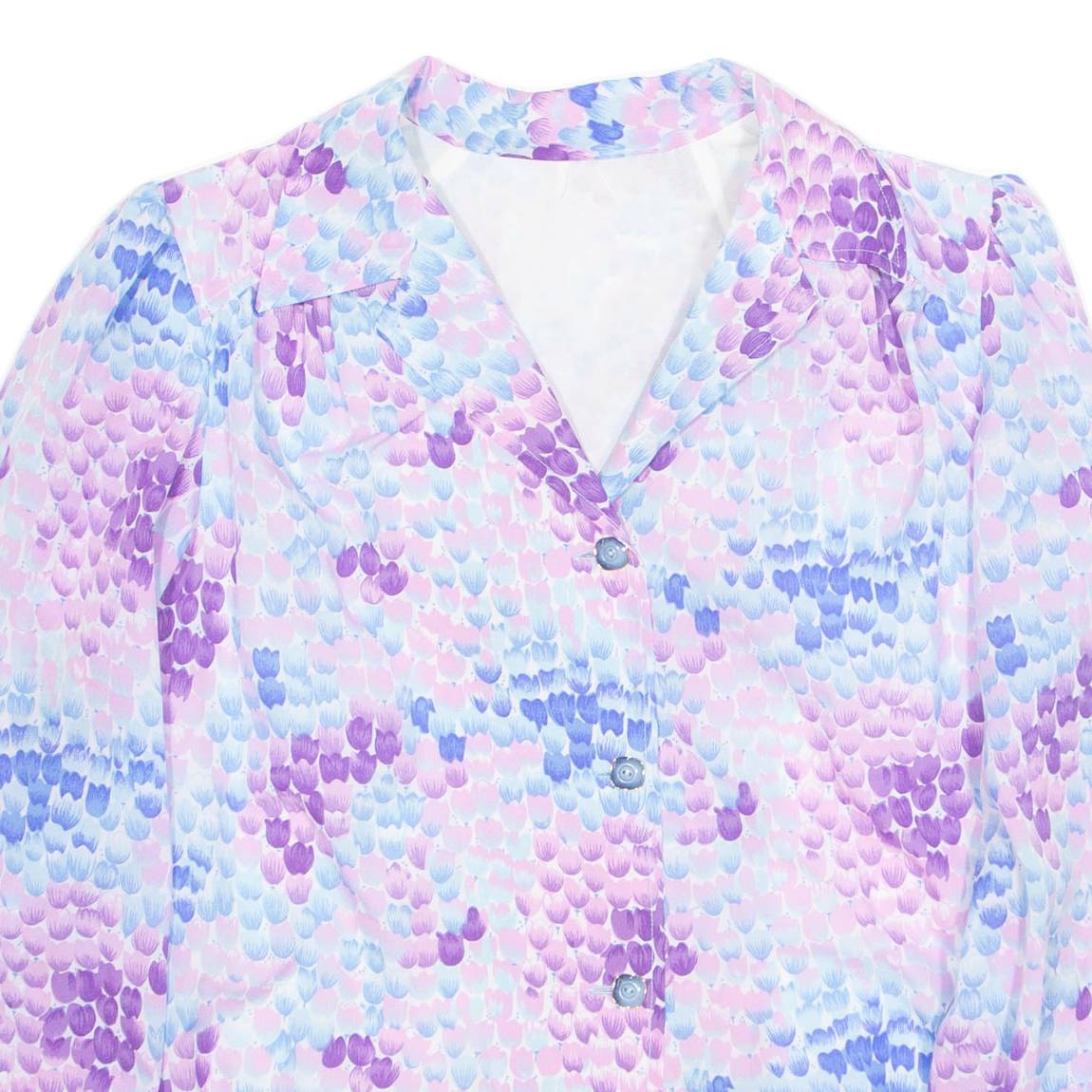 Womens Printed Blouse Purple V-Neck Long Sleeve Floral M