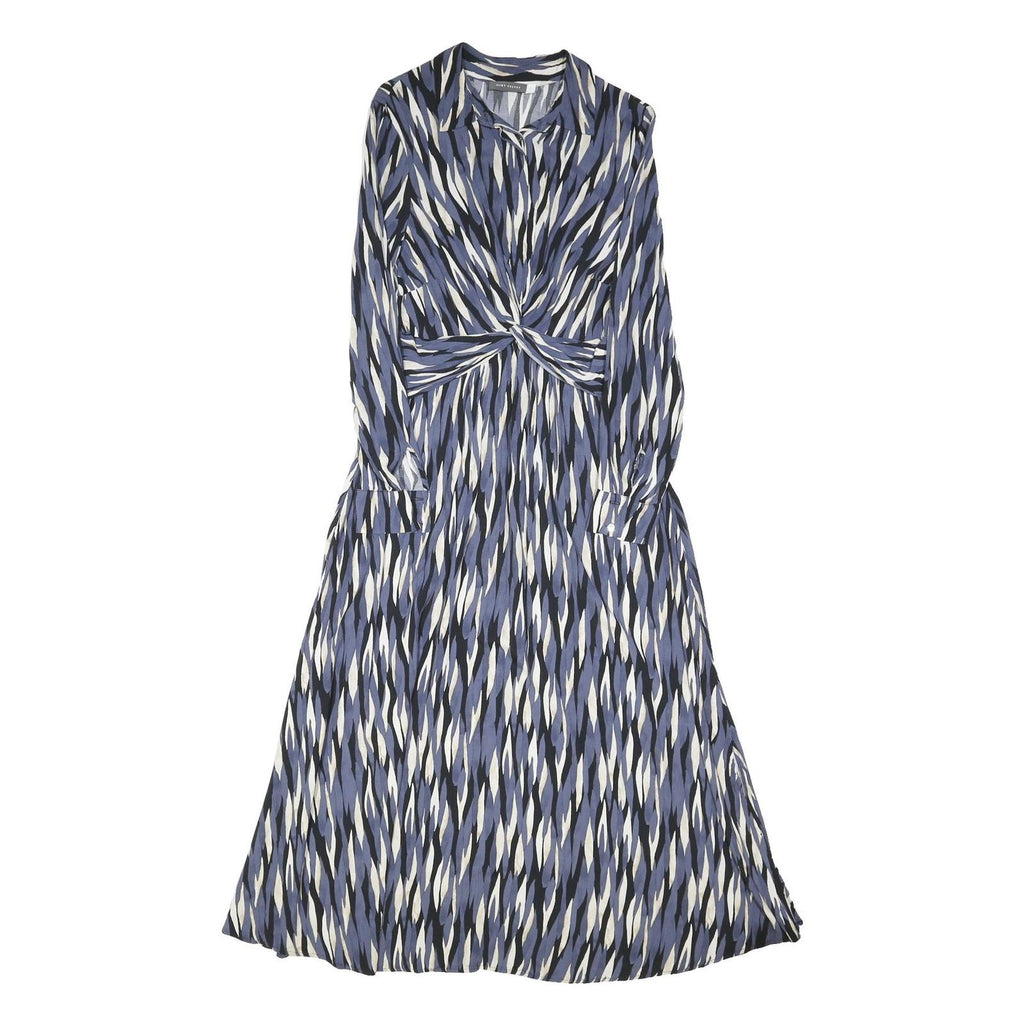MINT VELVET Womens Blue & White Viscose Day Midi Dress UK 10 Abstract Pattern