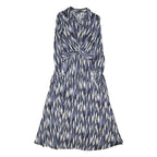 MINT VELVET Womens Blue & White Viscose Day Midi Dress UK 10 Abstract Pattern