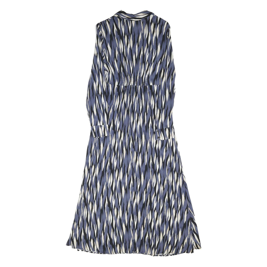 MINT VELVET Womens Blue & White Viscose Day Midi Dress UK 10 Abstract Pattern