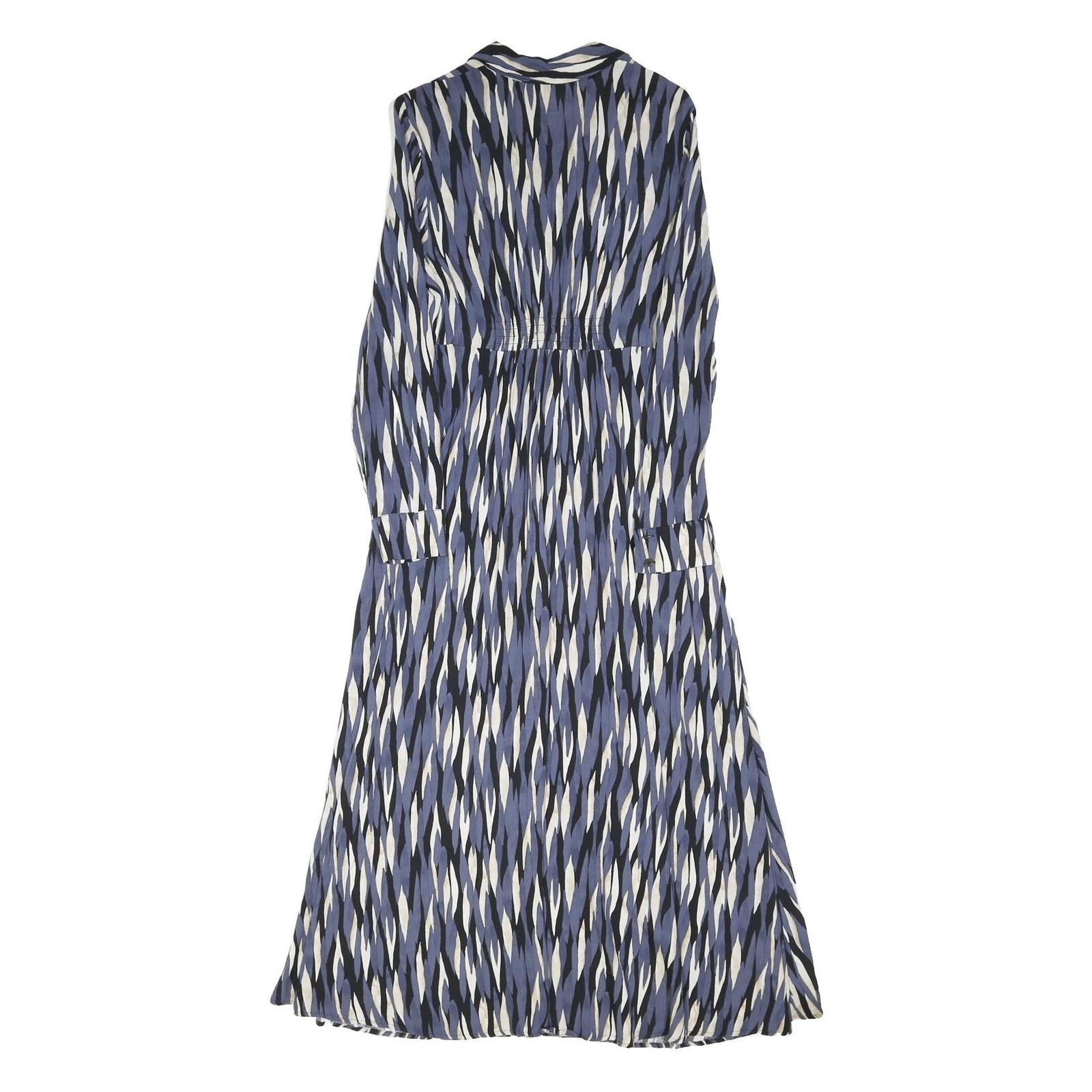 MINT VELVET Womens Blue & White Viscose Day Midi Dress UK 10 Abstract Pattern