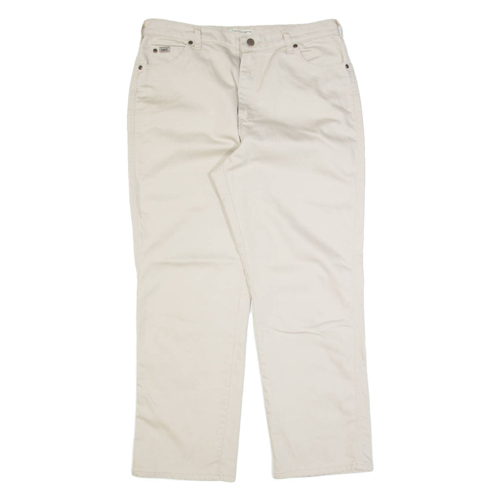 LEE Womens Trousers Cream Relaxed Straight W34 L30