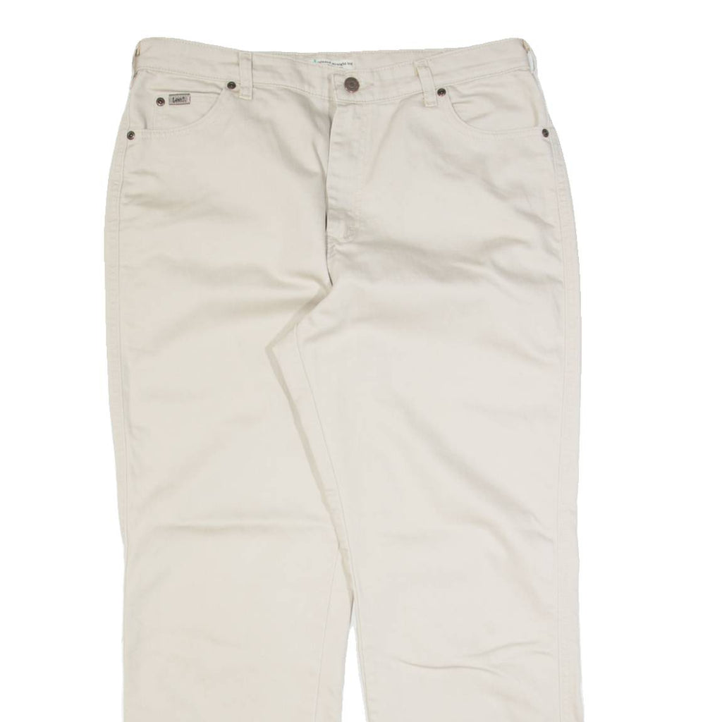 LEE Womens Trousers Cream Relaxed Straight W34 L30