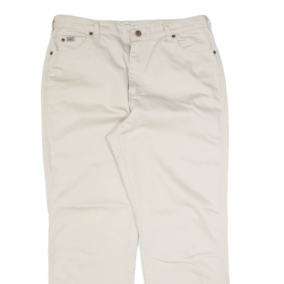LEE Womens Trousers Cream Relaxed Straight W34 L30