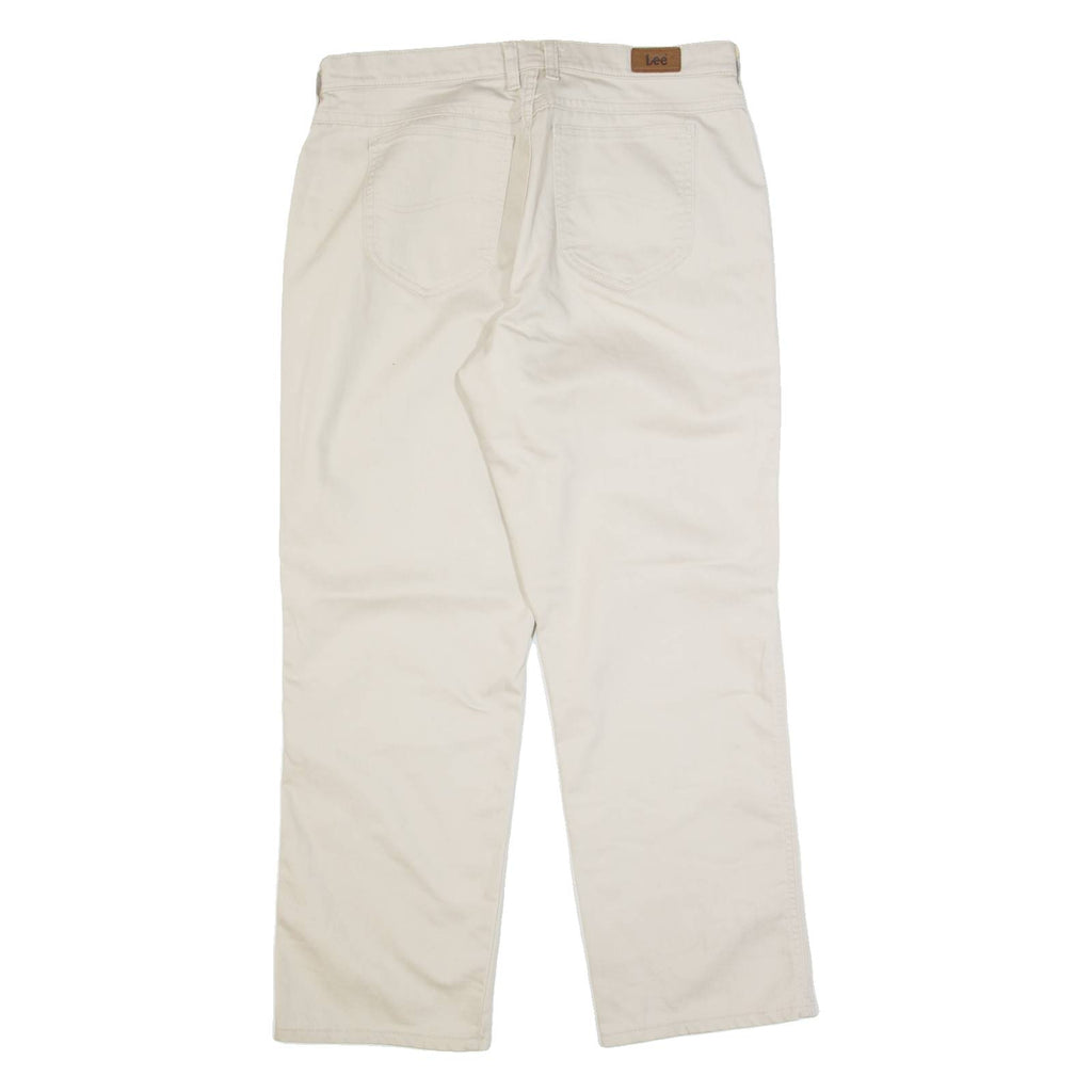 LEE Womens Trousers Cream Relaxed Straight W34 L30
