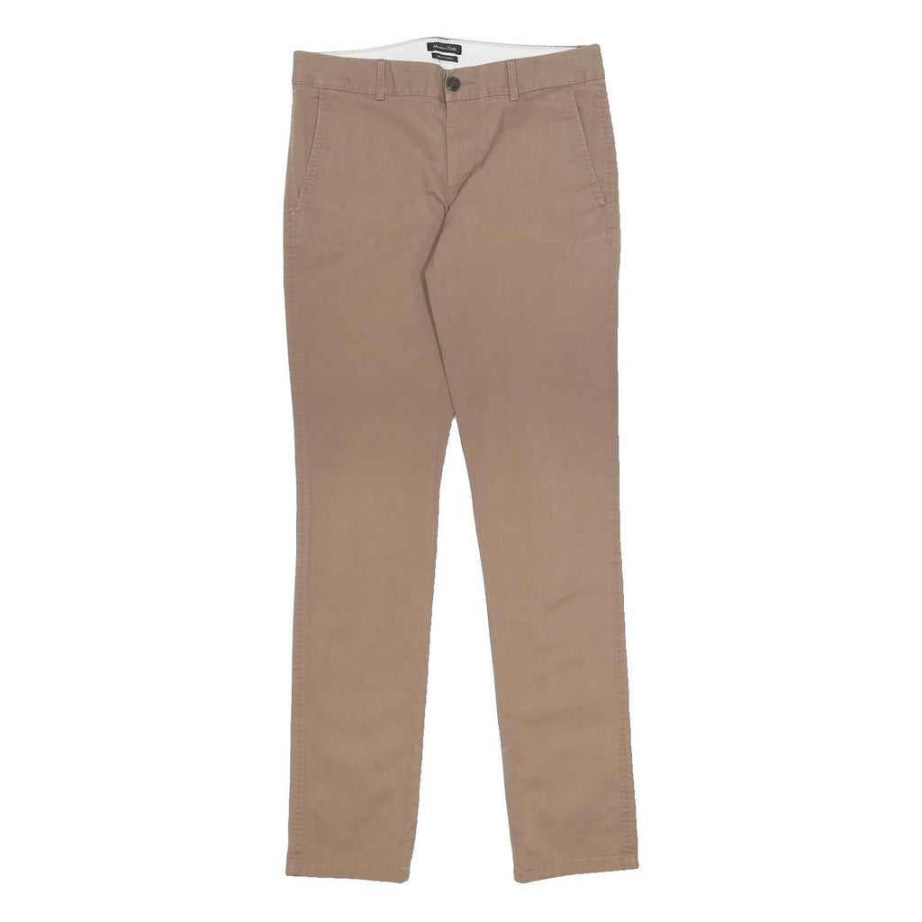 MASSIMO DUTTI Womens Cotton Blend Beige Slim Skinny Trousers W29 L30 Stylish