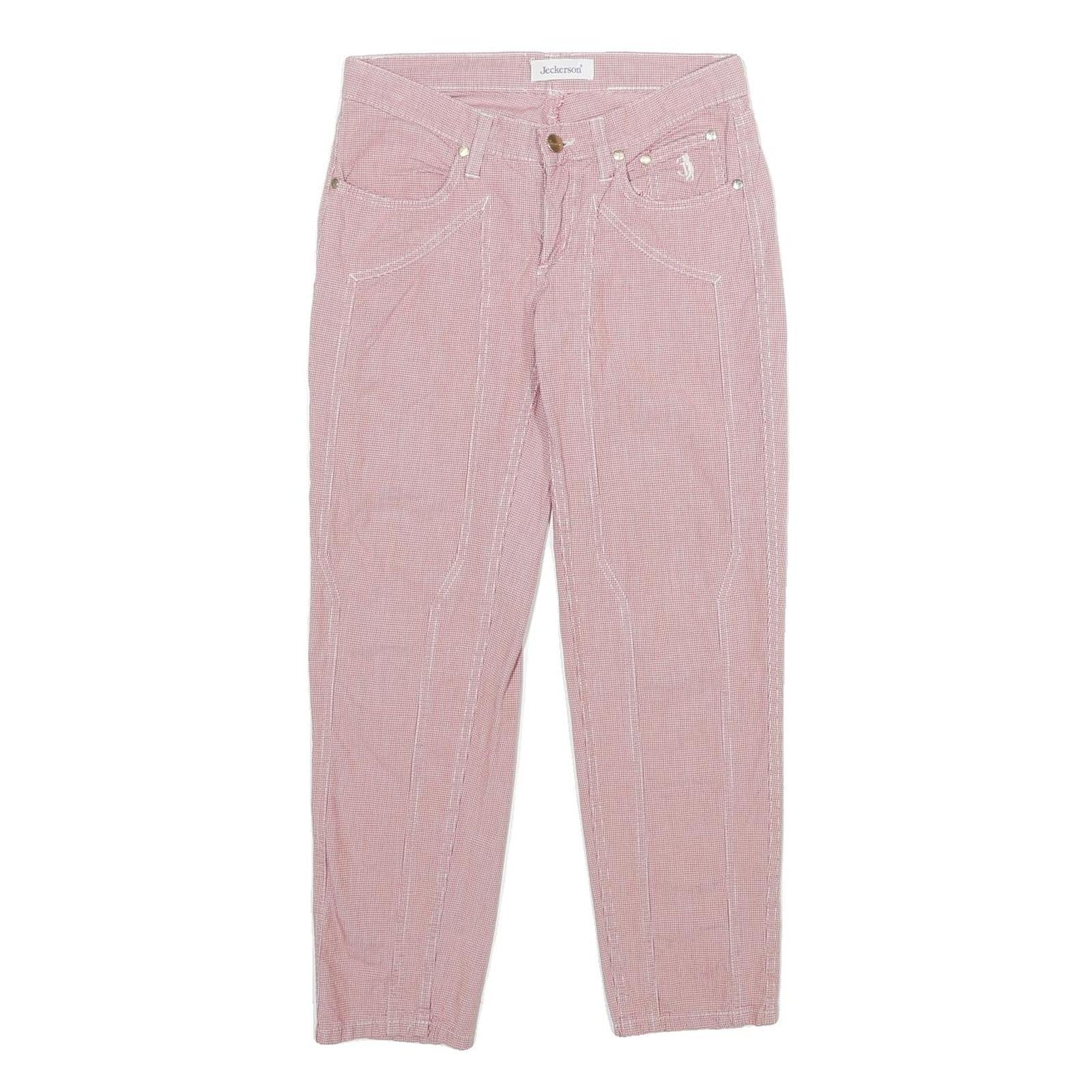 JECKERSON Womens Cotton Blend Pink Regular Straight Trousers W26 L26 Stylish
