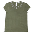 WAREHOUSE Womens Green Embellished Basic Short Sleeve Crew Neck Top UK 10