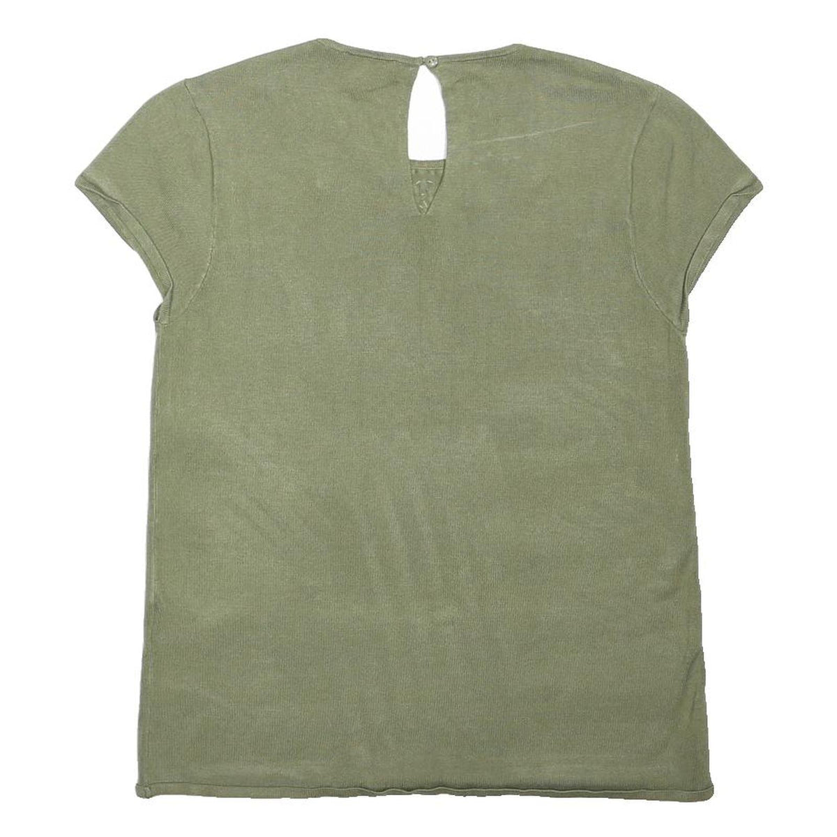 WAREHOUSE Womens Green Embellished Basic Short Sleeve Crew Neck Top UK 10