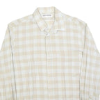 CLAUDE BLANCHARD Mens Beige & Cream Check Shirt M Casual Polyester Blend