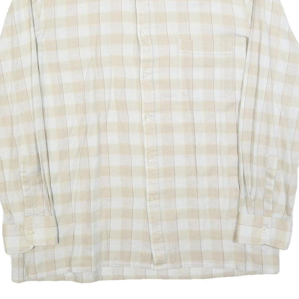 CLAUDE BLANCHARD Mens Beige & Cream Check Shirt M Casual Polyester Blend
