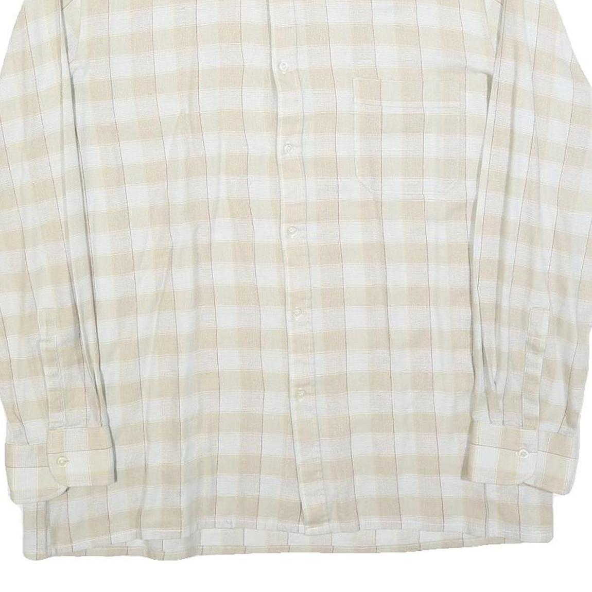 CLAUDE BLANCHARD Mens Beige & Cream Check Shirt M Casual Polyester Blend