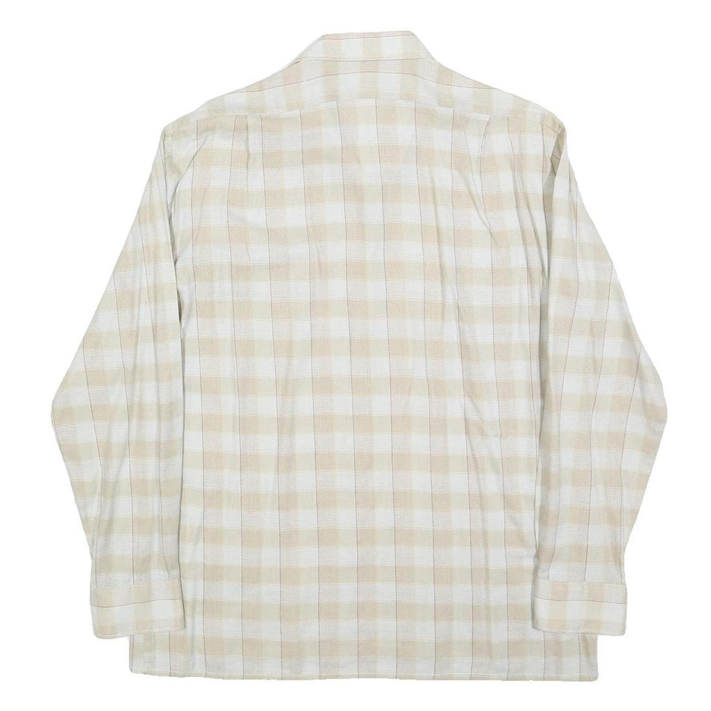 CLAUDE BLANCHARD Mens Beige & Cream Check Shirt M Casual Polyester Blend