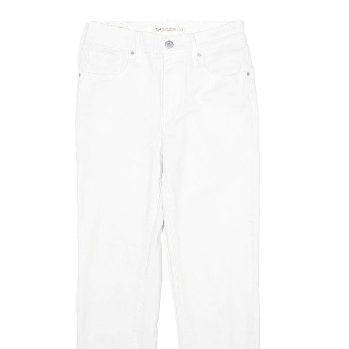 LEVI'S 724 High Rise Straight Womens White Regular Denim Raw W26 L24 Frayed Hem