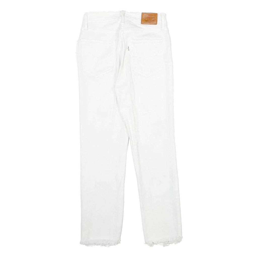 LEVI'S 724 High Rise Straight Womens White Regular Denim Raw W26 L24 Frayed Hem