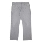 DICKIES Mens Cotton Blend Grey Relaxed Straight Trousers W36 L32 Workwear Zip