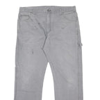 DICKIES Mens Cotton Blend Grey Relaxed Straight Trousers W36 L32 Workwear Zip