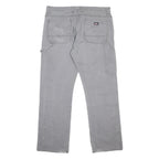 DICKIES Mens Cotton Blend Grey Relaxed Straight Trousers W36 L32 Workwear Zip