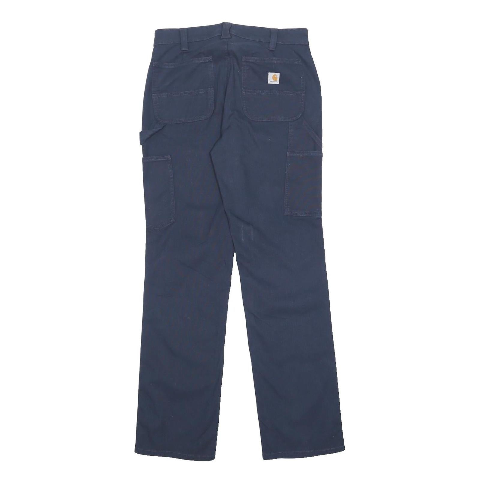 CARHARTT Womens Cotton Blend Navy Loose Straight Trousers W29 L31 Workwear