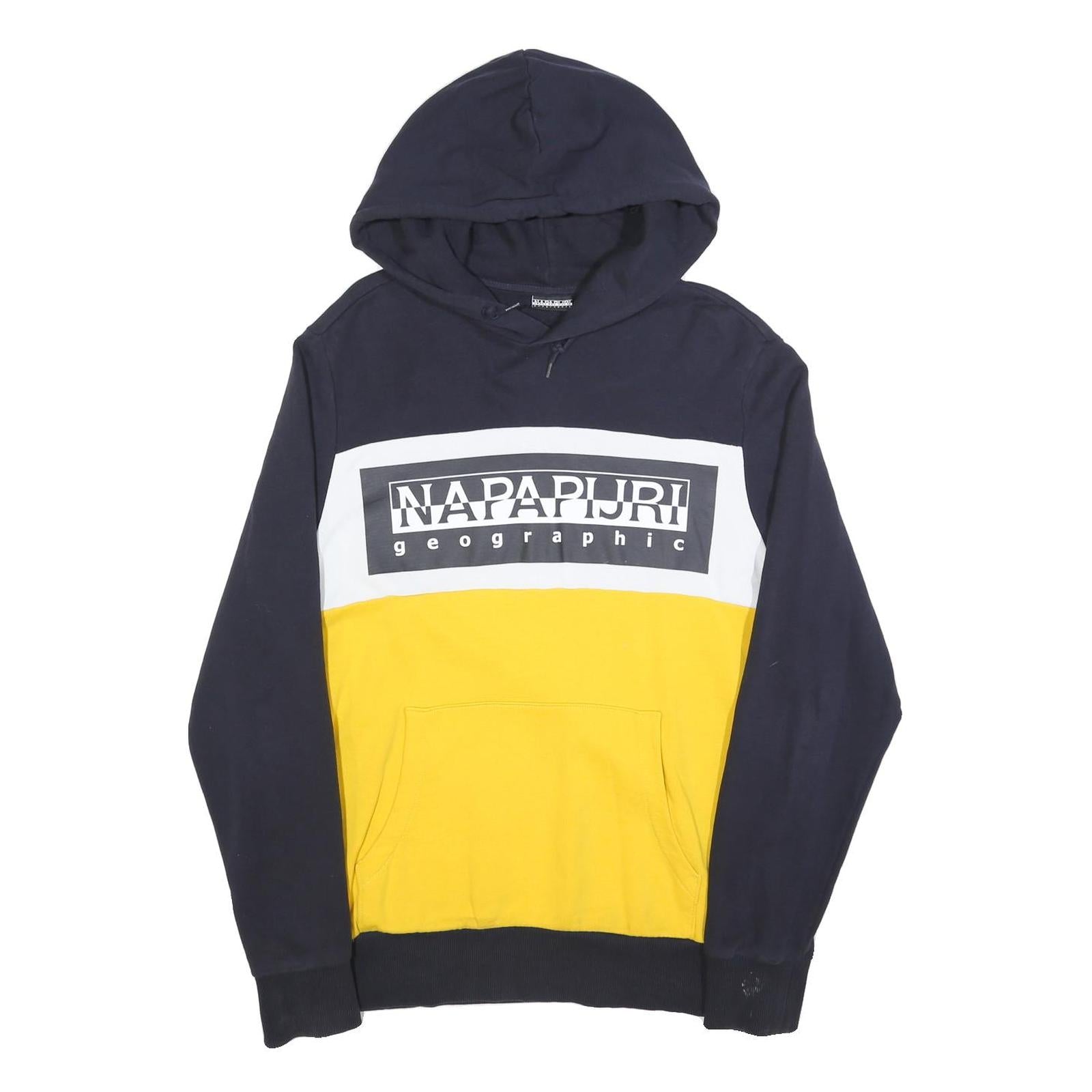 NAPAPIJRI Mens Blue & Yellow Cotton Blend Patterned Pullover Crew Neck Jumper L