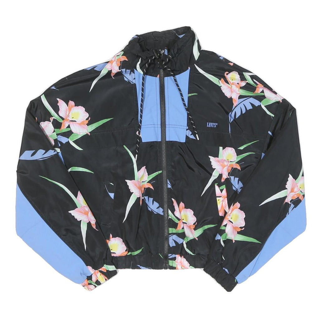 LEVI'S Womens Black & Blue Floral Zip Jacket XS Polyester Casual Sportswear