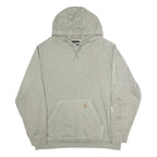 CARHARTT Mens Grey Hoodie XL Screen Print Logo Cotton Pullover Casual