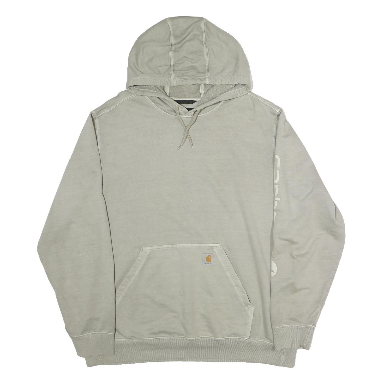 CARHARTT Mens Grey Hoodie XL Screen Print Logo Cotton Pullover Casual