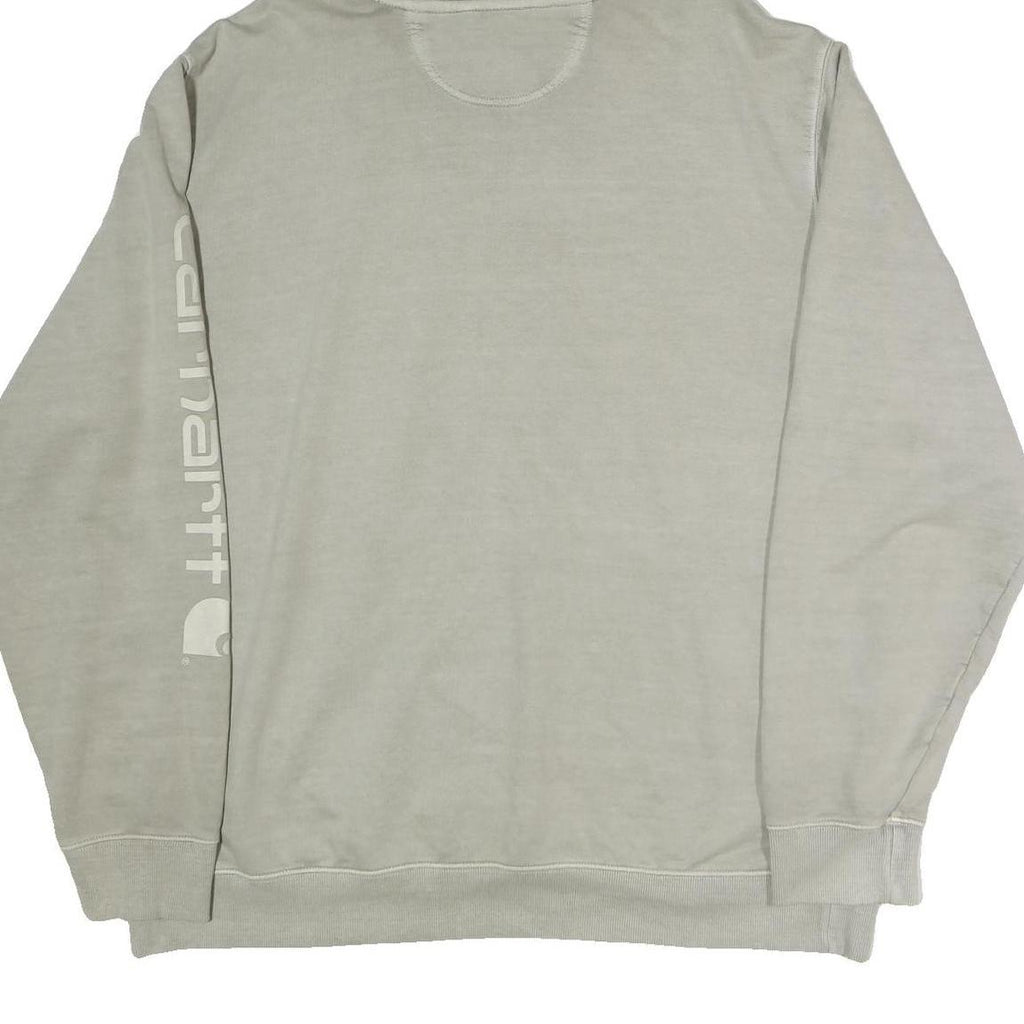 CARHARTT Mens Grey Hoodie XL Screen Print Logo Cotton Pullover Casual