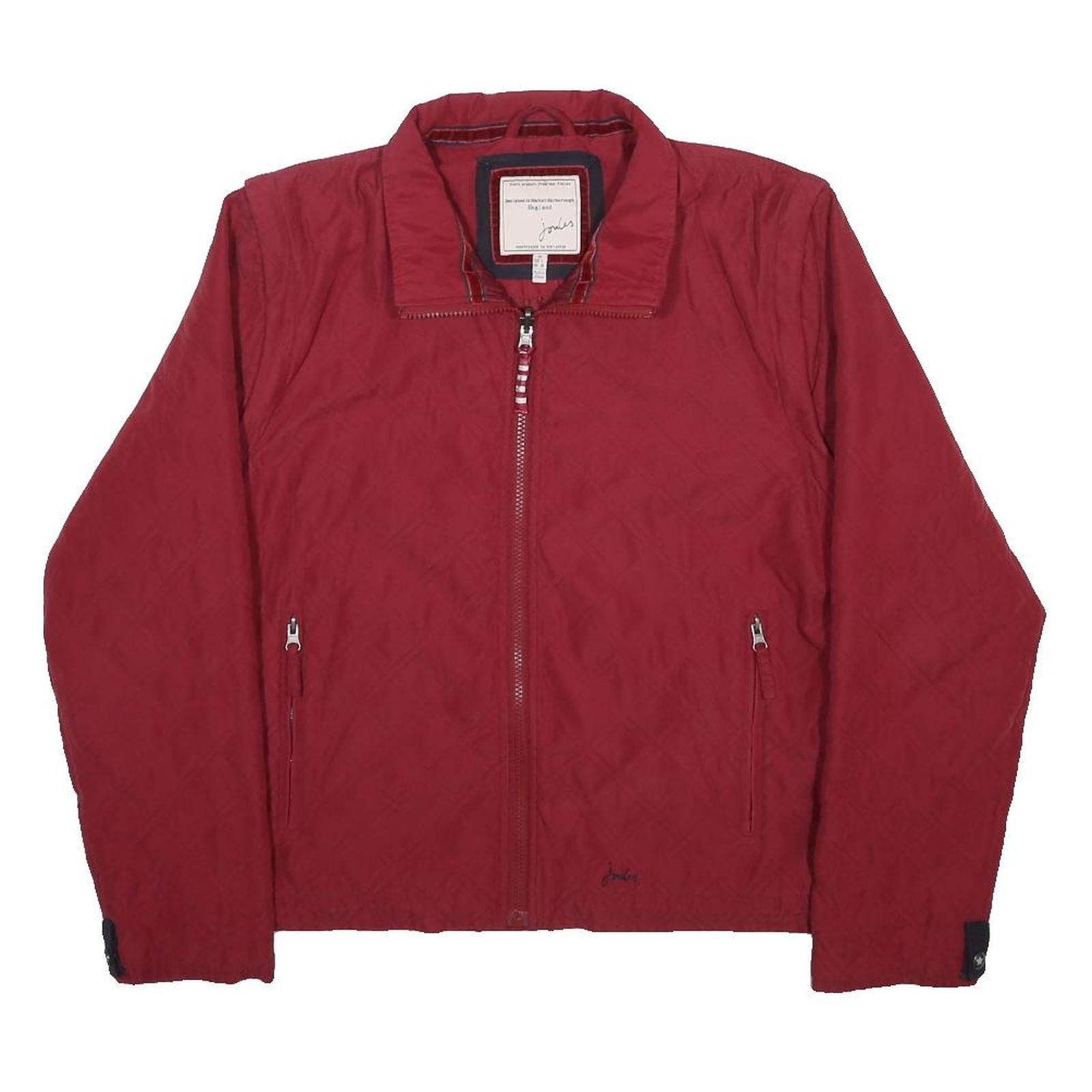 JOULES Womens Red Quilted Jacket UK 14 Polyester Zip Casual Lightweight