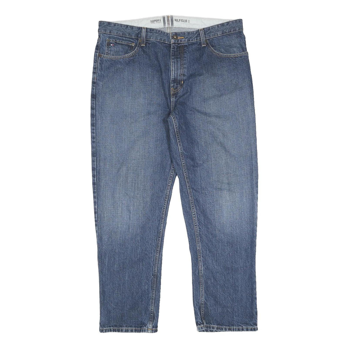 TOMMY HILFIGER Mens Classic Blue Denim Medium Wash W36 L30 Cotton Blend Jeans