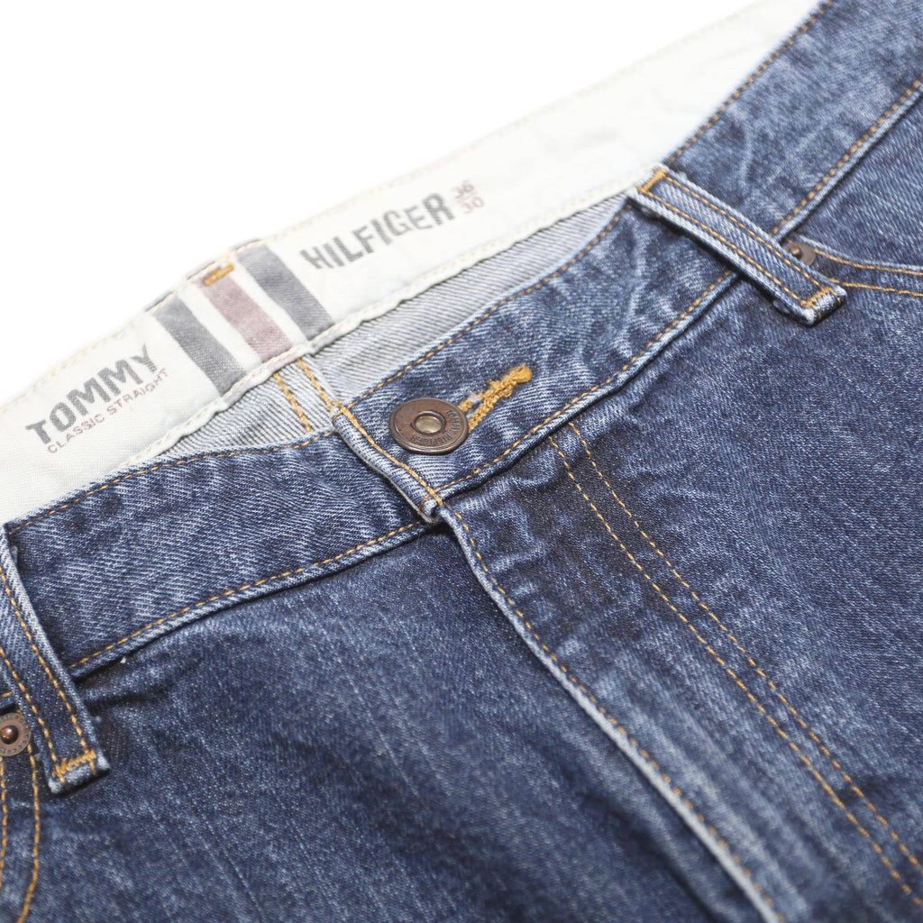 TOMMY HILFIGER Mens Classic Blue Denim Medium Wash W36 L30 Cotton Blend Jeans