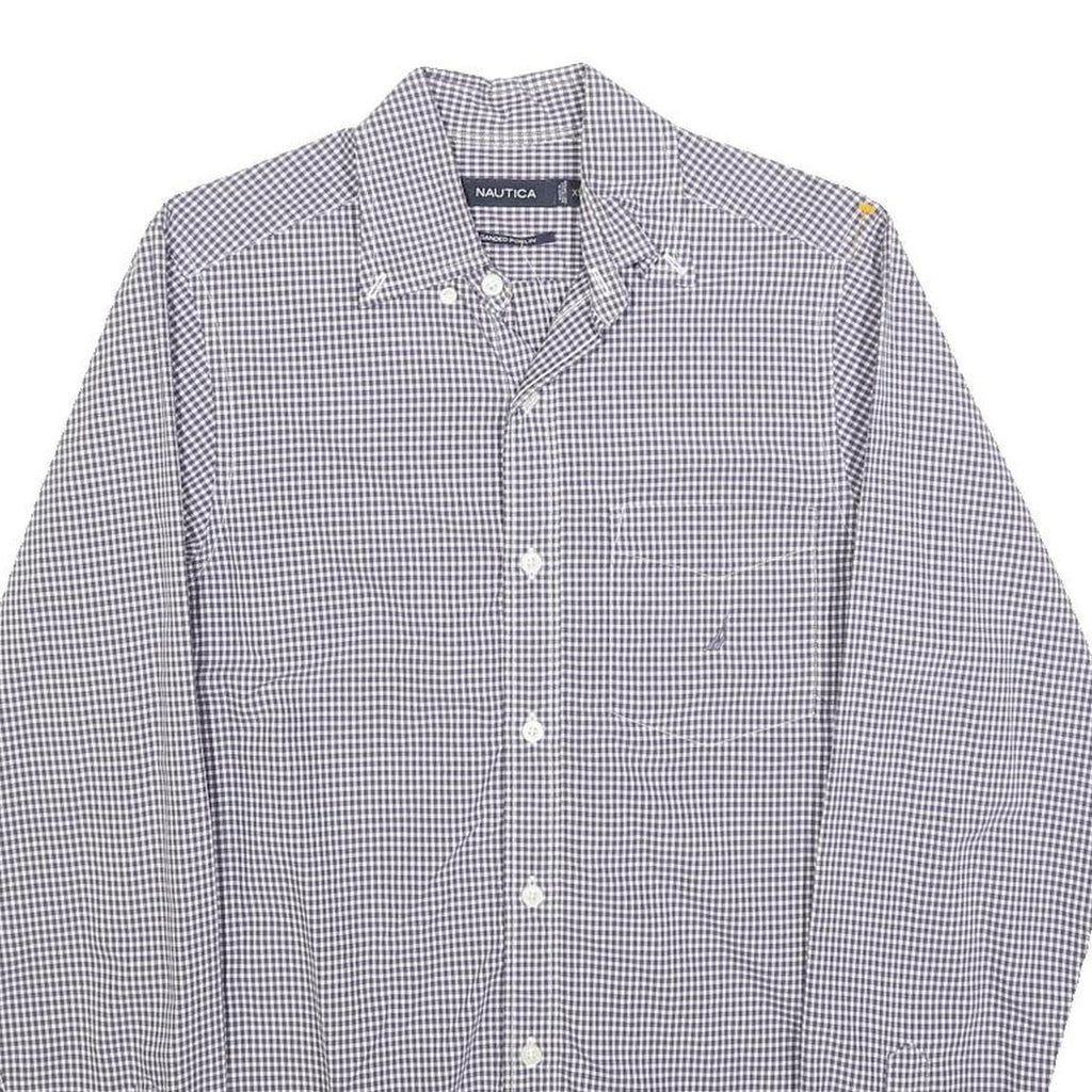 NAUTICA Mens Blue & White Check Shirt XS Button Down Long Sleeve Casual Cotton