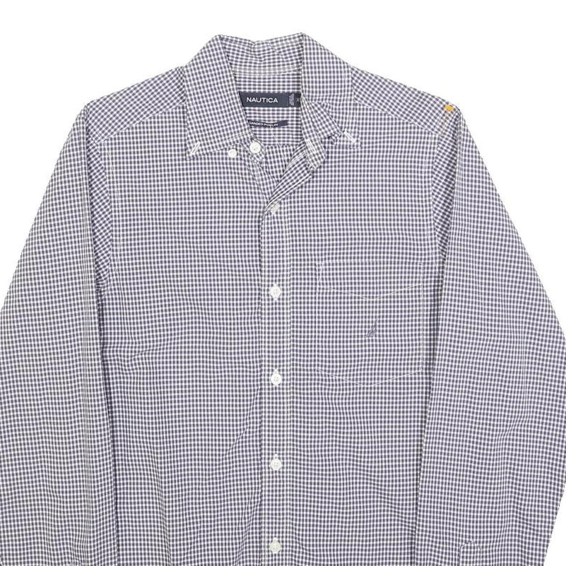 NAUTICA Mens Blue & White Check Shirt XS Button Down Long Sleeve Casual Cotton