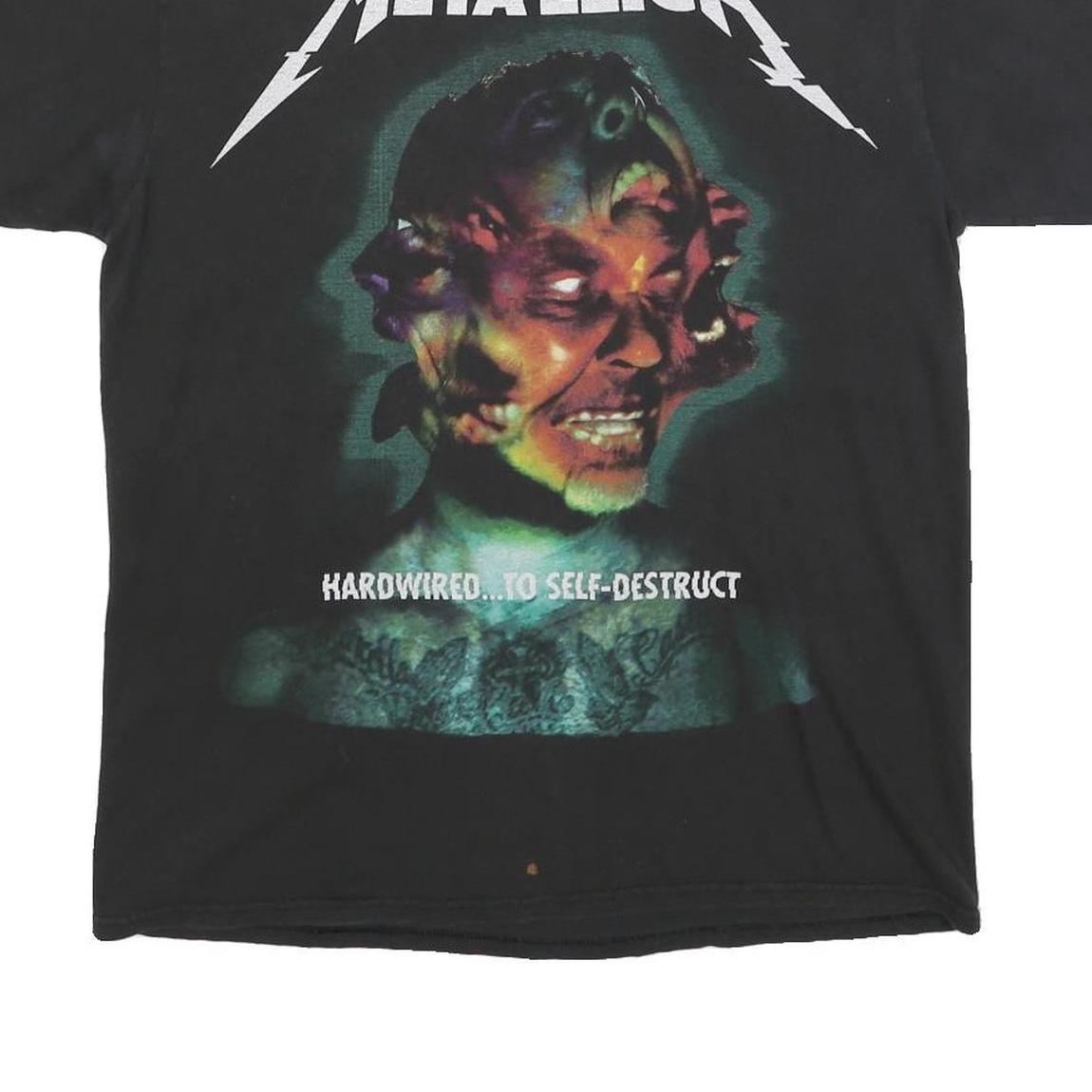 METALLICA Mens Black Graphic T-Shirt L Short Sleeve Crew Neck WorldWired Tour
