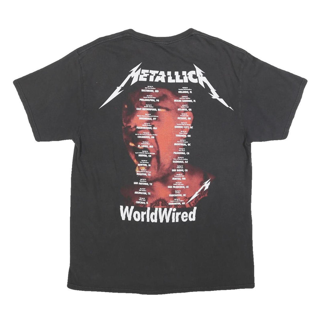 METALLICA Mens Black Graphic T-Shirt L Short Sleeve Crew Neck WorldWired Tour