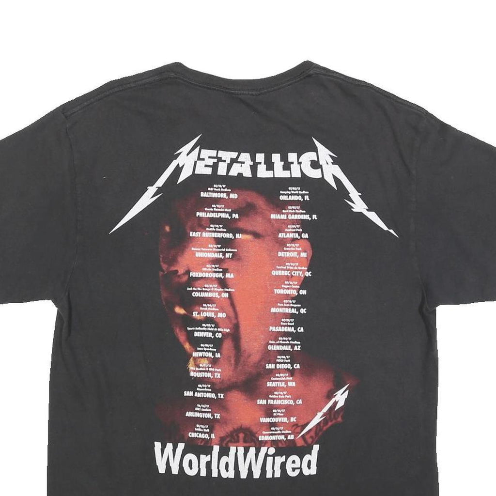 METALLICA Mens Black Graphic T-Shirt L Short Sleeve Crew Neck WorldWired Tour