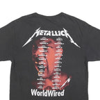 METALLICA Mens Black Graphic T-Shirt L Short Sleeve Crew Neck WorldWired Tour